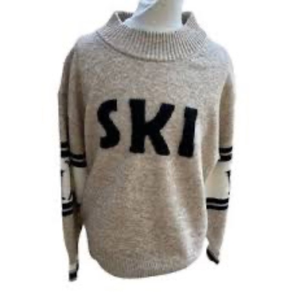 Lou Grey Sweater Women’s XL Tan Ski Loft Winter Cabin Cozy Mock Neck - Picture 2 of 4